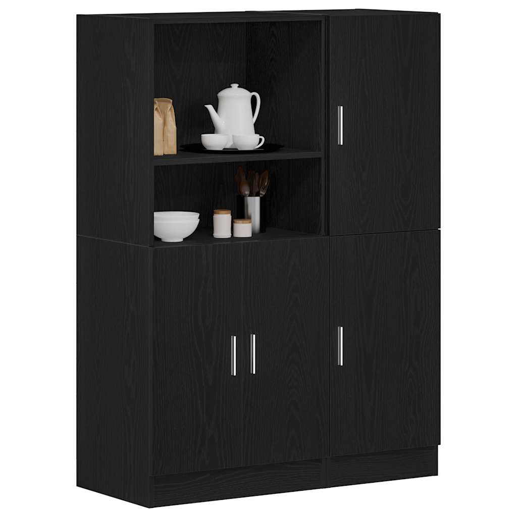 Ensemble d'armoires de cuisine 2 pcs noir bois d'ingénierie - XIOS
