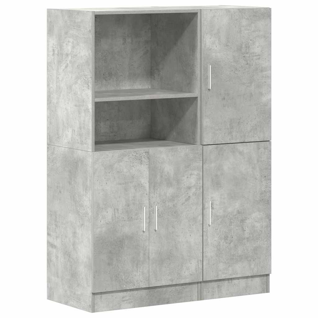 Ensemble d'armoires de cuisine 2 pcs gris béton bois ingénierie - XIOS