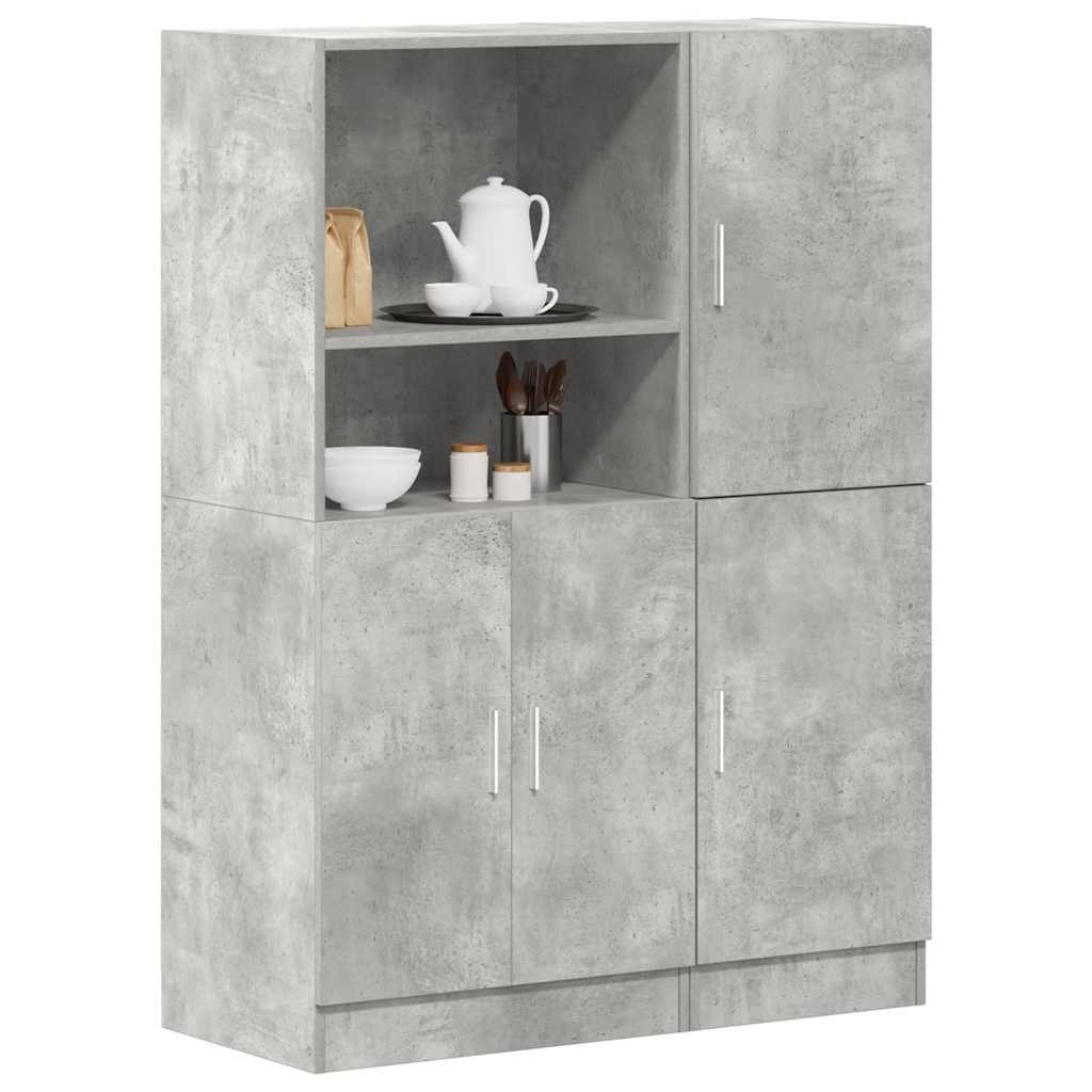 Ensemble d'armoires de cuisine 2 pcs gris béton bois ingénierie - XIOS
