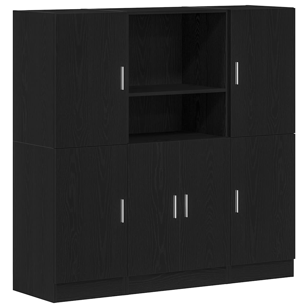 Ensemble d'armoires de cuisine 3 pcs noir bois d'ingénierie - XIOS
