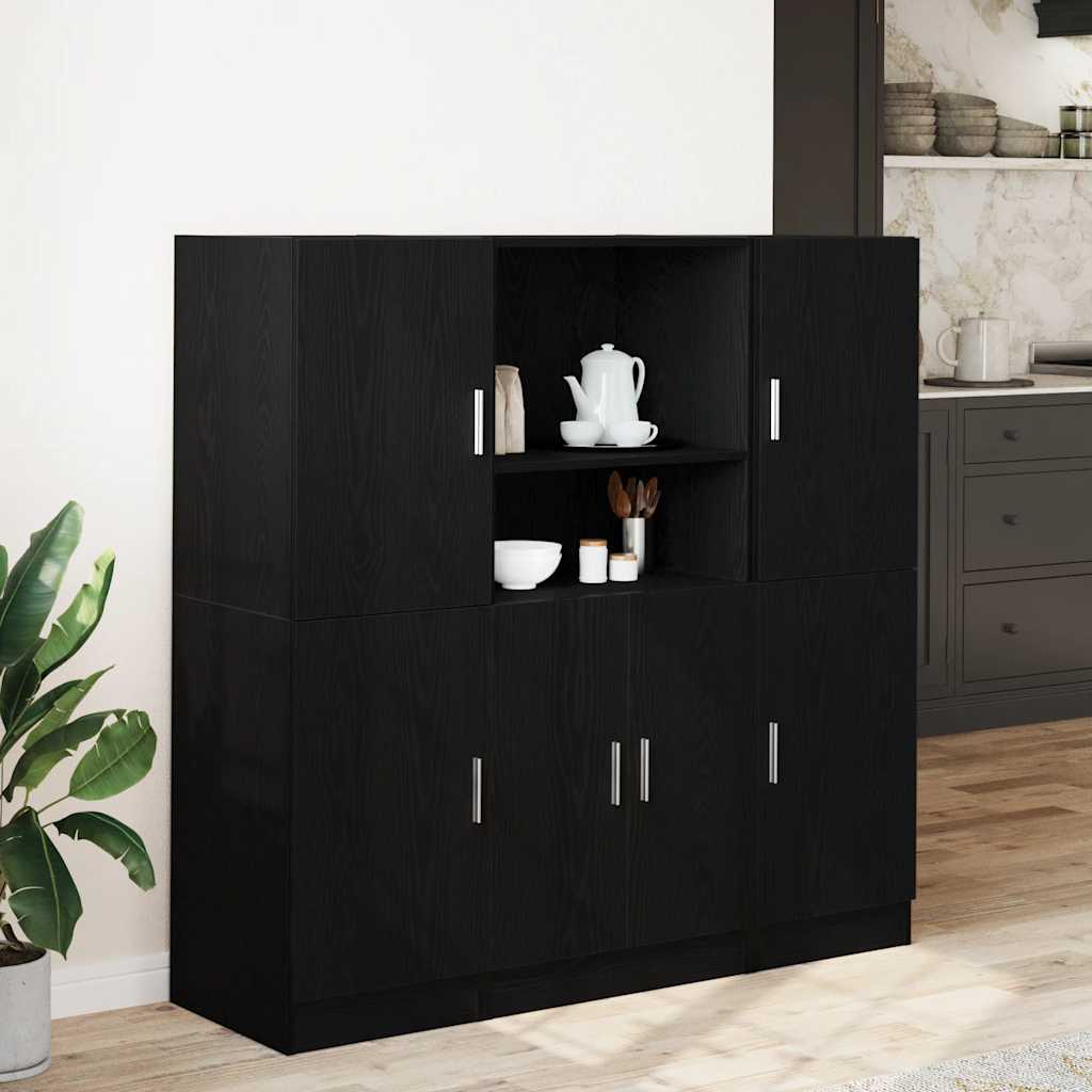 Ensemble d'armoires de cuisine 3 pcs noir bois d'ingénierie - XIOS