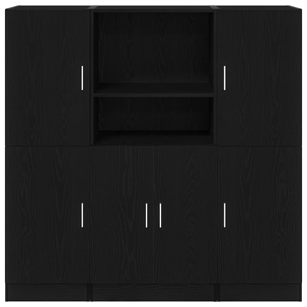 Ensemble d'armoires de cuisine 3 pcs noir bois d'ingénierie