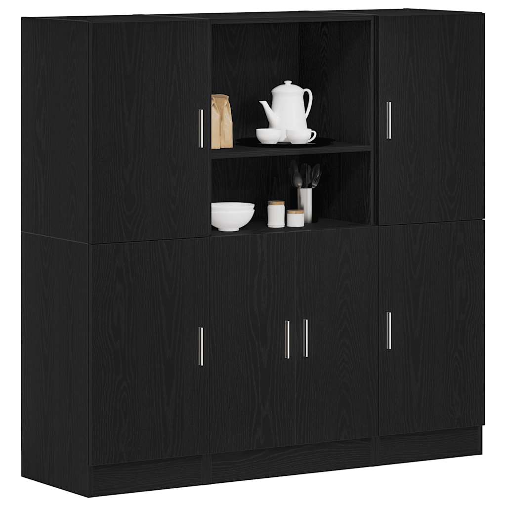 Ensemble d'armoires de cuisine 3 pcs noir bois d'ingénierie - XIOS