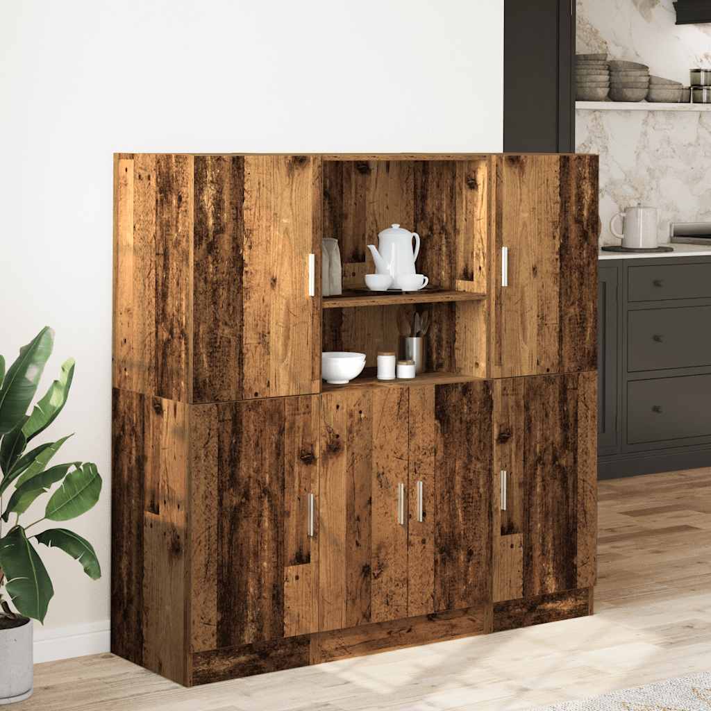 Ensemble d'armoires de cuisine 3 pcs vieux bois - XIOS
