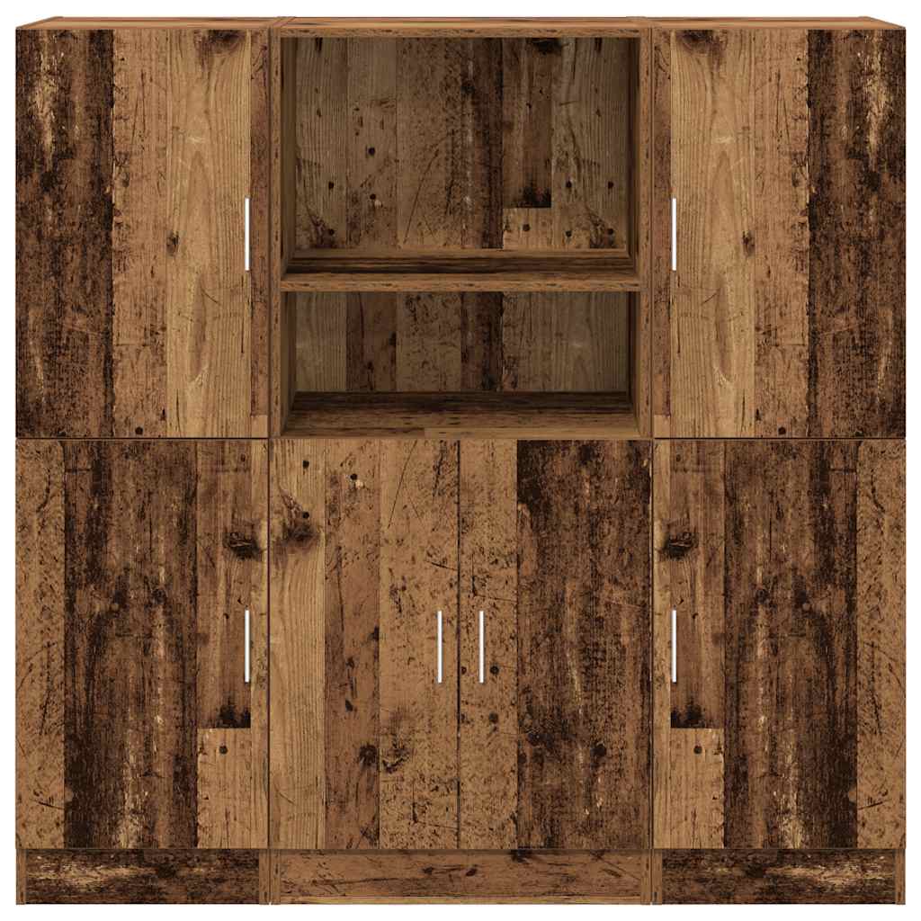 Ensemble d'armoires de cuisine 3 pcs vieux bois - XIOS