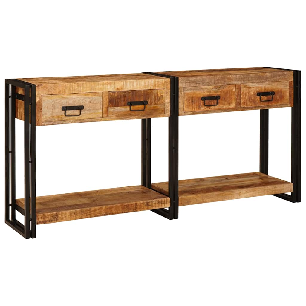 Tables console avec tiroir 2 pcs Marron Bois de Mangue Massif - XIOS