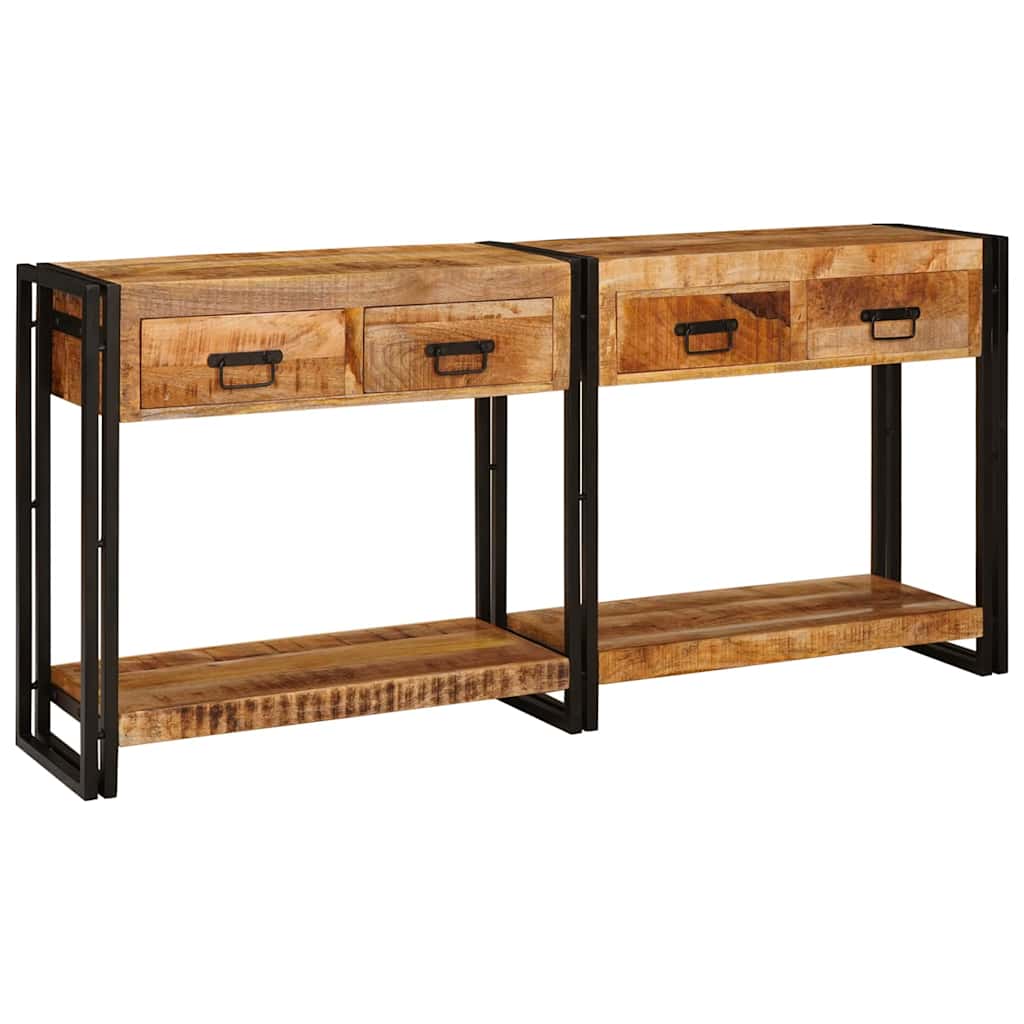 Tables console avec tiroir 2 pcs Marron Bois de Mangue Massif - XIOS