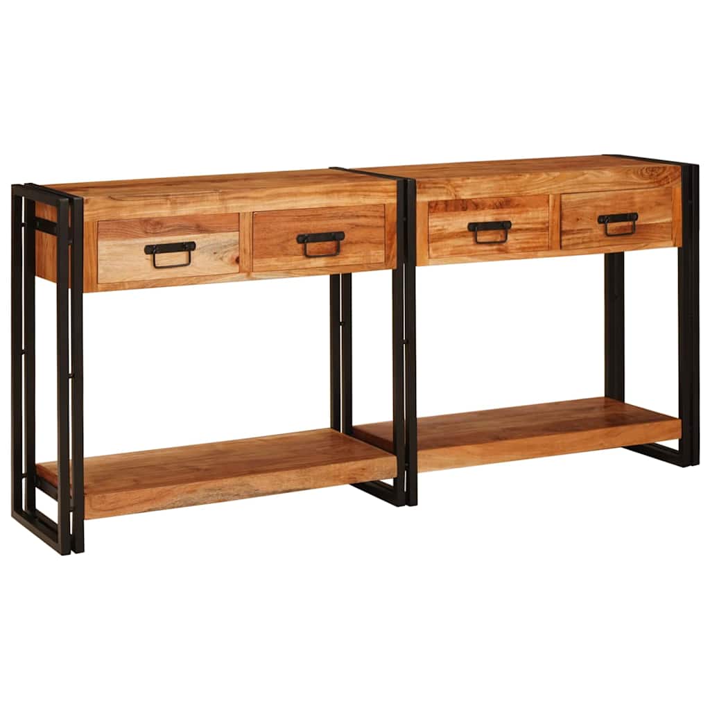 Tables console avec tiroir 2 pcs Marron Bois d'Acacia Massif - XIOS