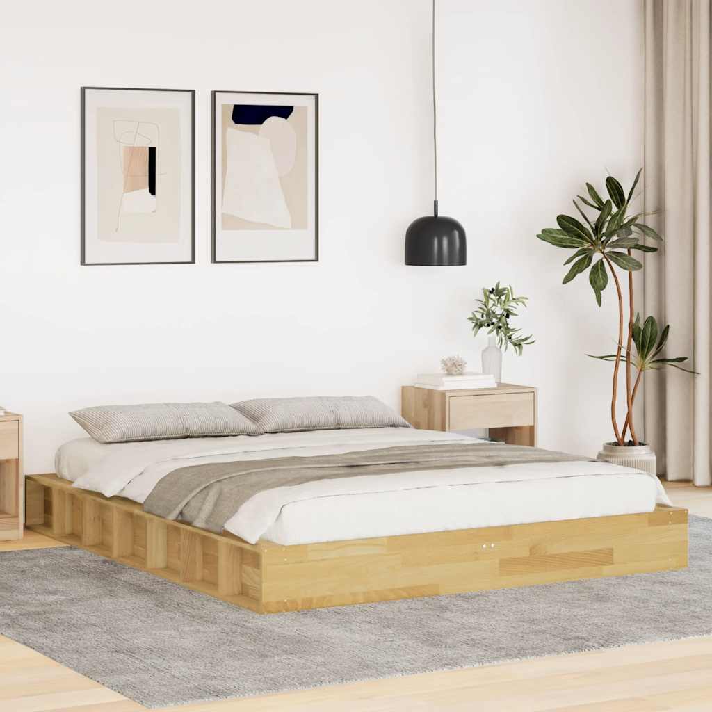 Cadre de lit sans matelas 150x200 cm bois massif de chêne - XIOS