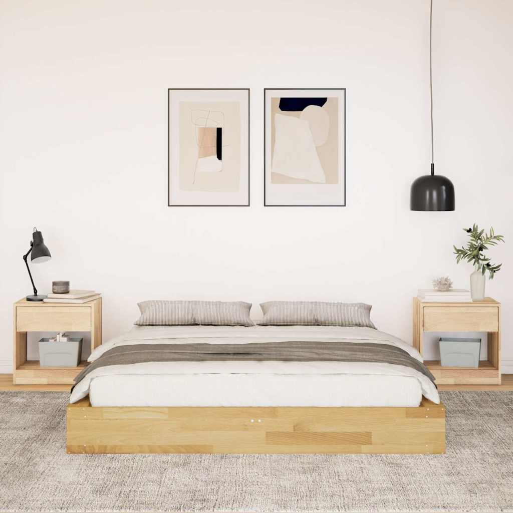 Cadre de lit sans matelas 135x190 cm bois massif de chêne - XIOS