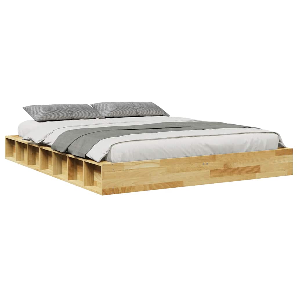 Cadre de lit sans matelas 135x190 cm bois massif de chêne - XIOS