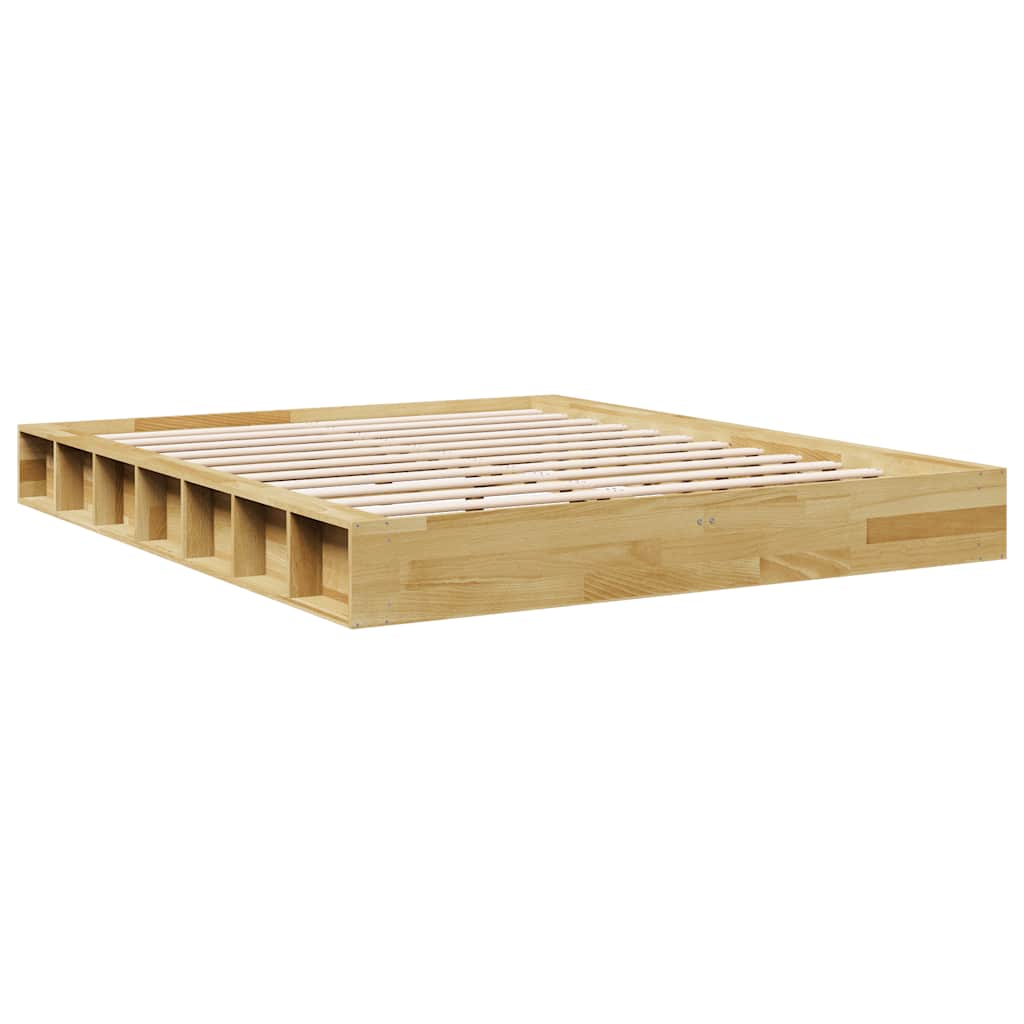 Cadre de lit sans matelas 135x190 cm bois massif de chêne - XIOS