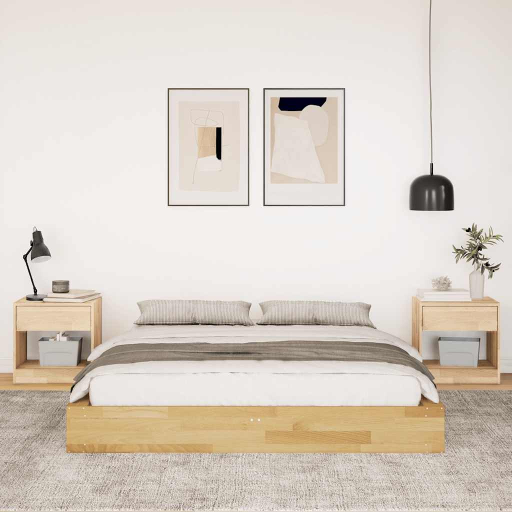 Cadre de lit sans matelas 140x190 cm bois massif de chêne - XIOS