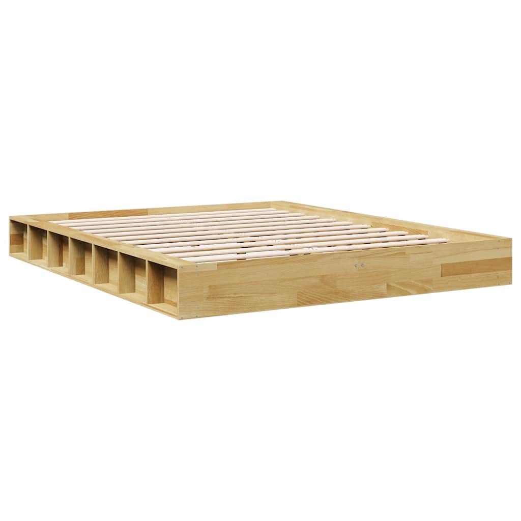 Cadre de lit sans matelas 140x190 cm bois massif de chêne - XIOS