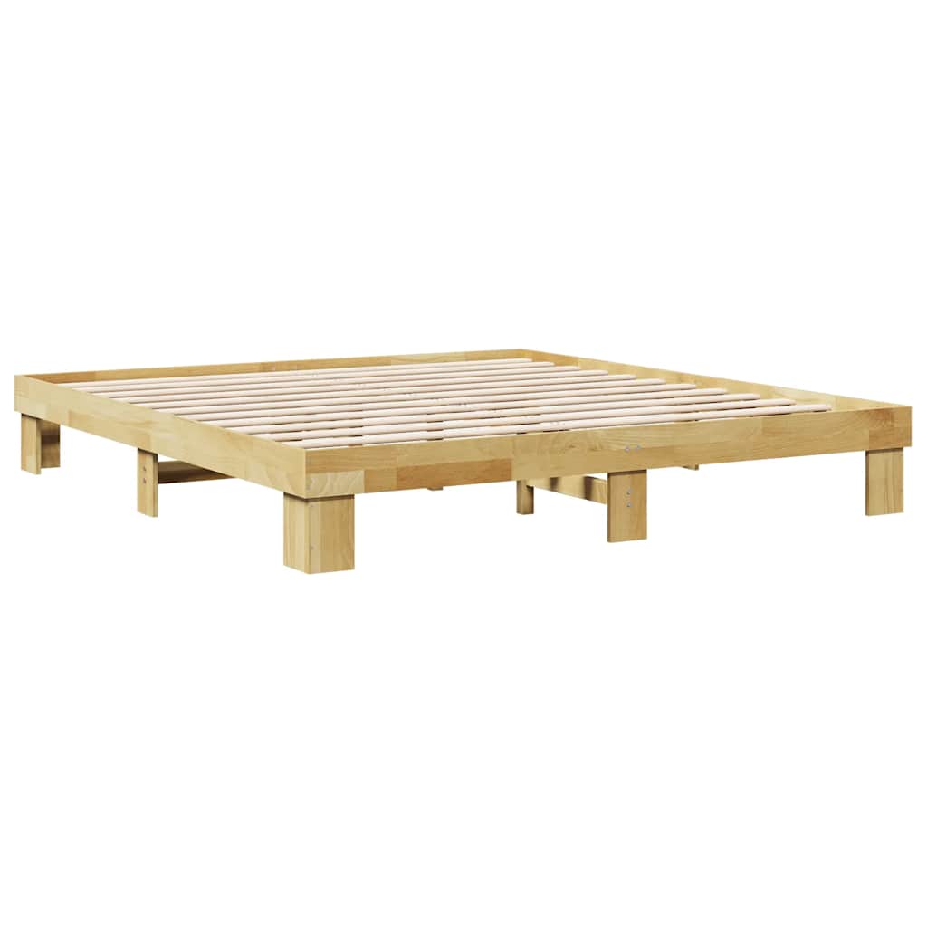 Cadre de lit sans matelas 200 x 200 cm en bois massif de chêne - XIOS