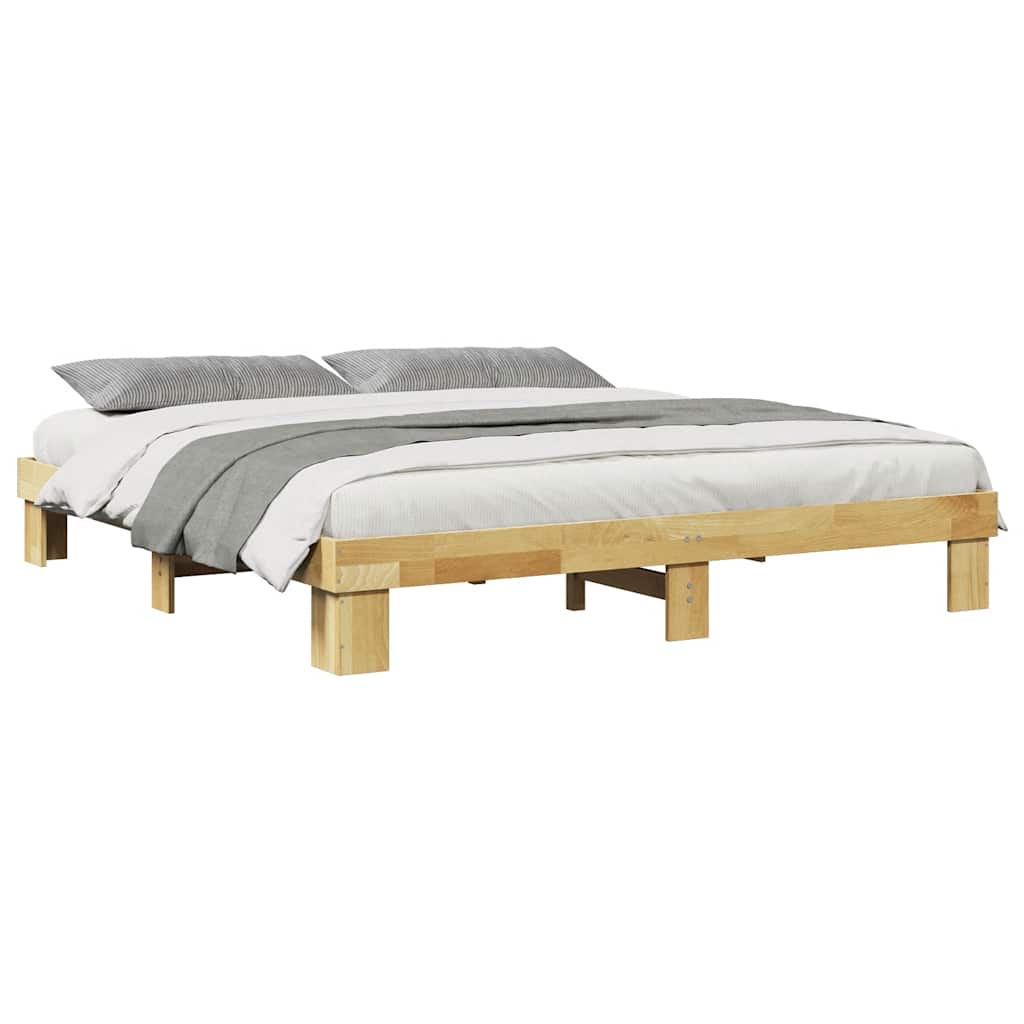 Cadre de lit sans matelas 200 x 200 cm en bois massif de chêne - XIOS