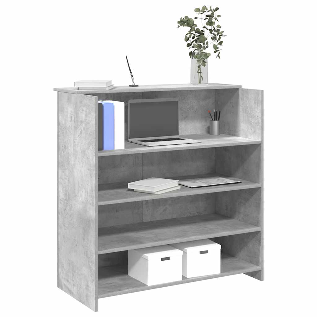 Bureau de réception gris béton 100x50x103,5cm bois d'ingénierie - XIOS