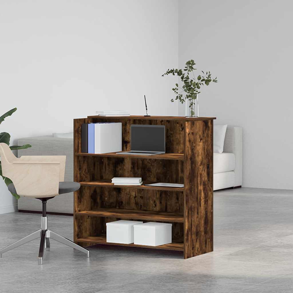 Bureau de réception chêne fumé 100x50x103,5cm bois d'ingénierie - XIOS