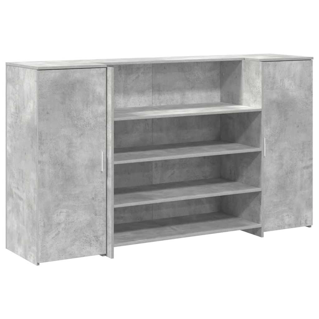 Bureau de réception gris béton 180x50x103,5cm bois d'ingénierie - XIOS
