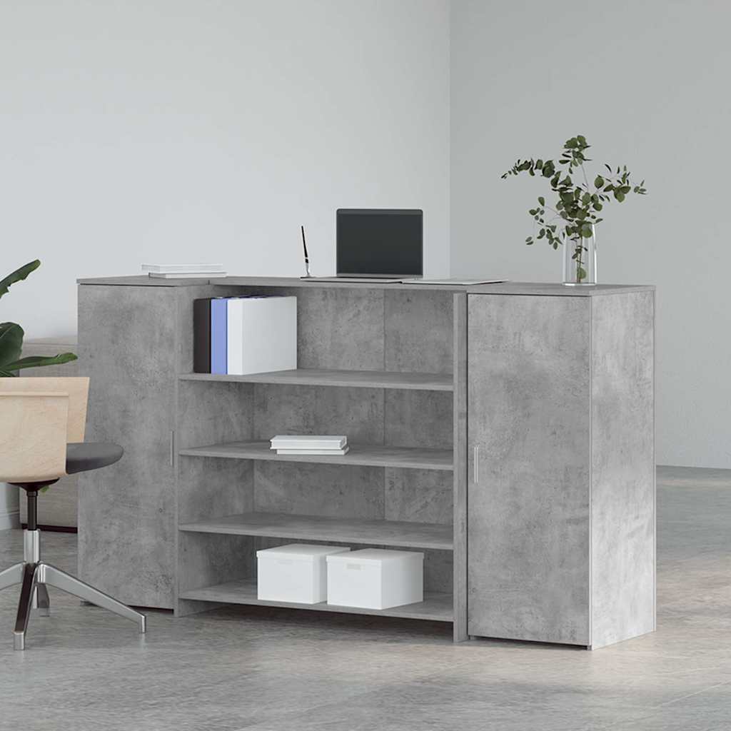 Bureau de réception gris béton 180x50x103,5cm bois d'ingénierie - XIOS