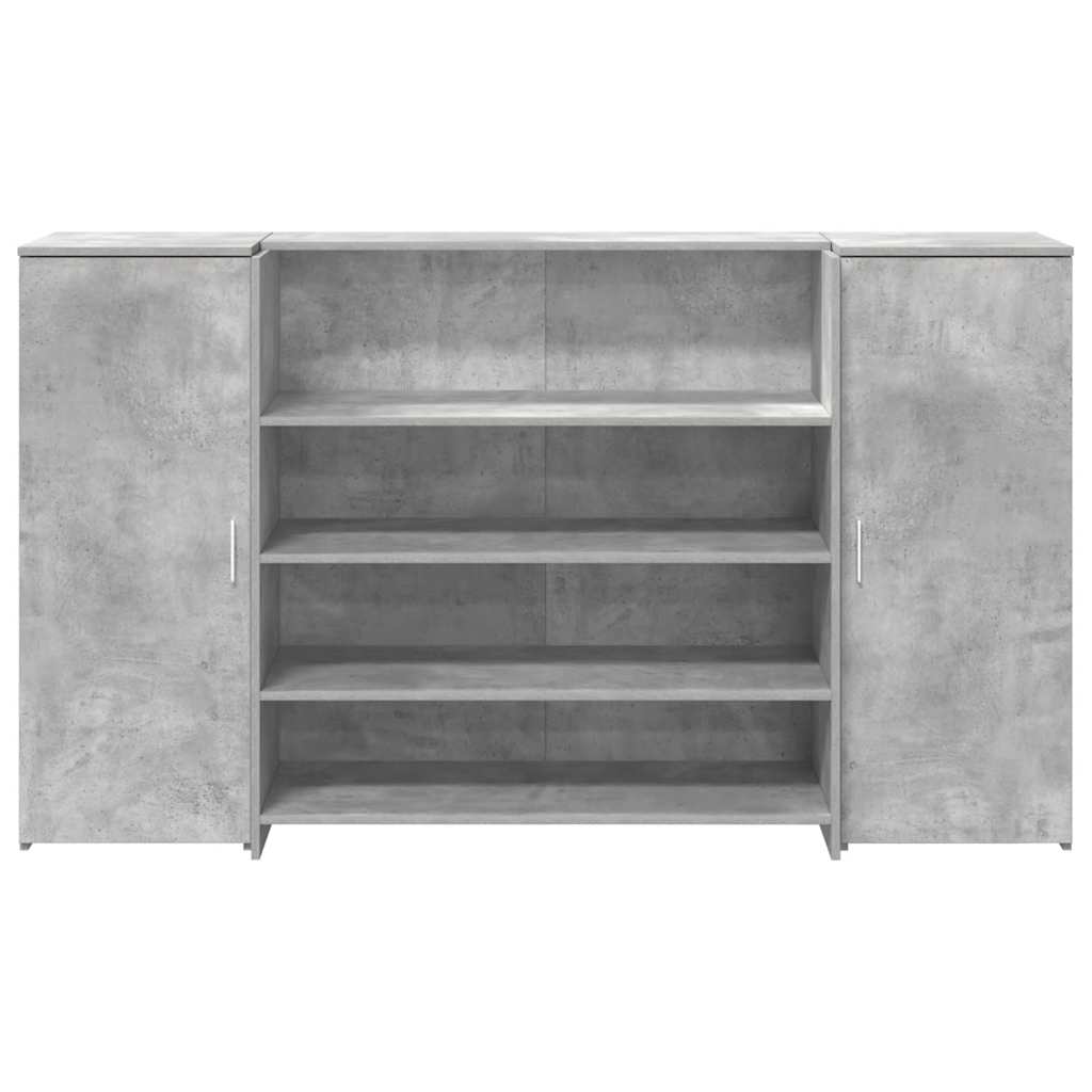 Bureau de réception gris béton 180x50x103,5cm bois d'ingénierie - XIOS