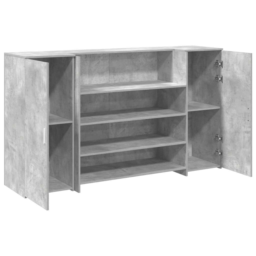 Bureau de réception gris béton 180x50x103,5cm bois d'ingénierie - XIOS