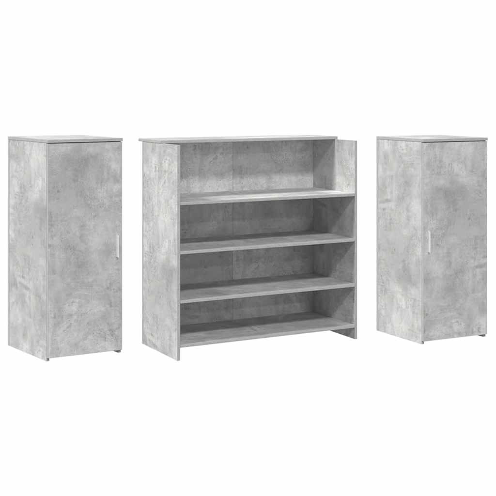 Bureau de réception gris béton 180x50x103,5cm bois d'ingénierie - XIOS