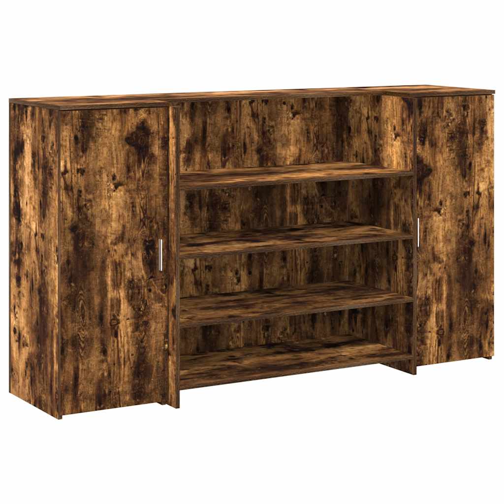Bureau de réception chêne fumé 180x50x103,5cm bois d'ingénierie - XIOS