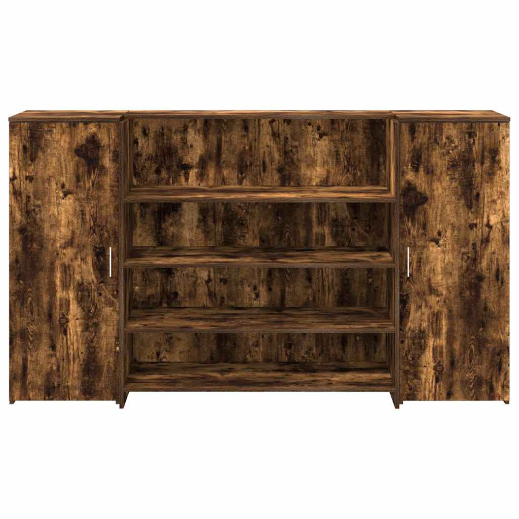 Bureau de réception chêne fumé 180x50x103,5cm bois d'ingénierie - XIOS