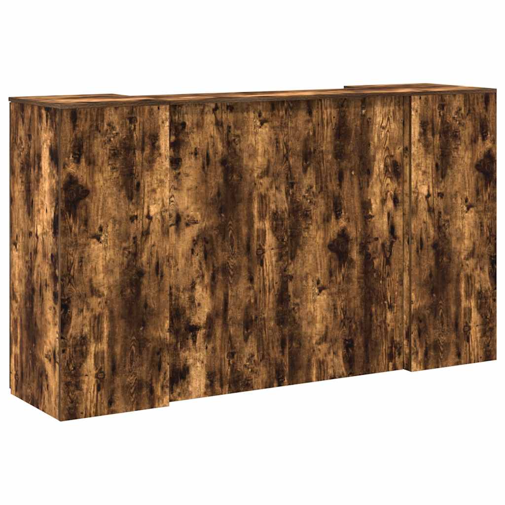 Bureau de réception chêne fumé 180x50x103,5cm bois d'ingénierie - XIOS
