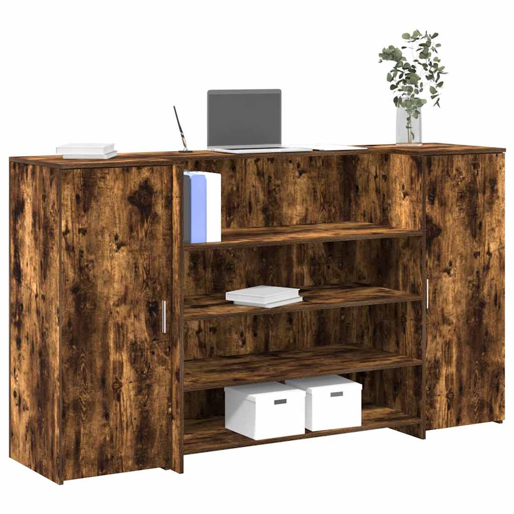 Bureau de réception chêne fumé 180x50x103,5cm bois d'ingénierie - XIOS