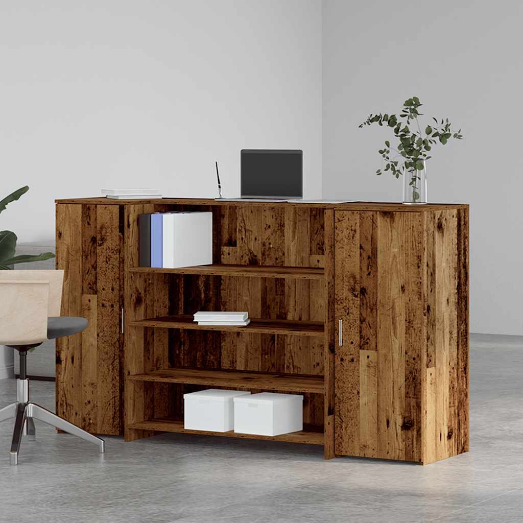 Bureau de réception vieux bois 180x50x103,5cm bois d'ingénierie