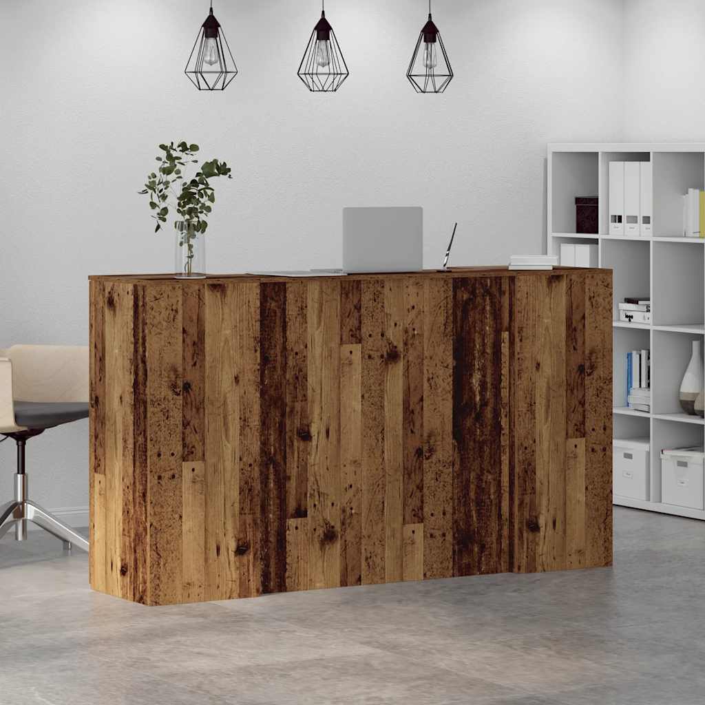 Bureau de réception vieux bois 180x50x103,5cm bois d'ingénierie