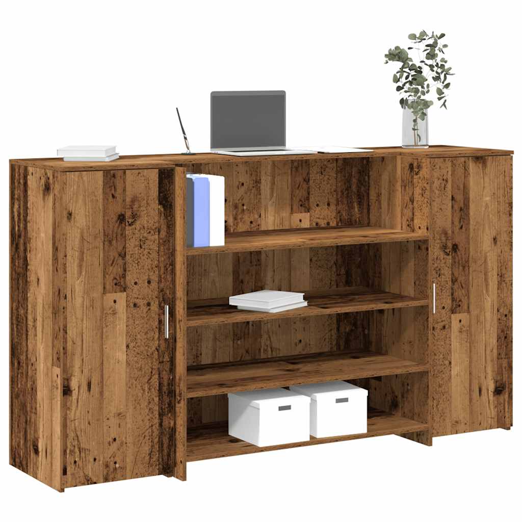 Bureau de réception vieux bois 180x50x103,5cm bois d'ingénierie