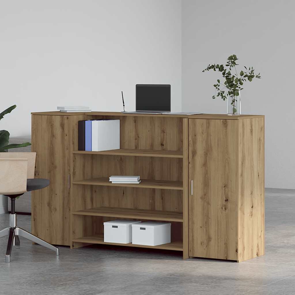 Bureau réception chêne artisanal 180x50x103,5cm bois ingénierie - XIOS
