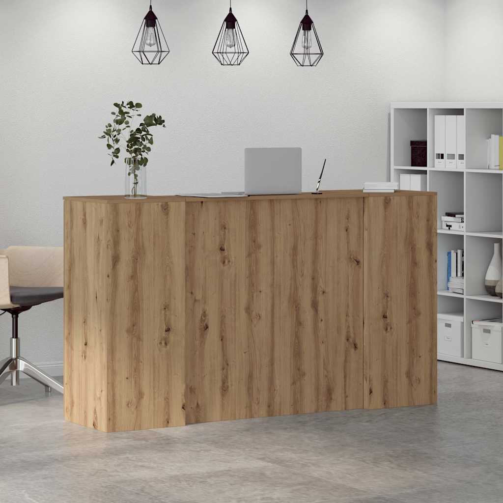 Bureau réception chêne artisanal 180x50x103,5cm bois ingénierie - XIOS