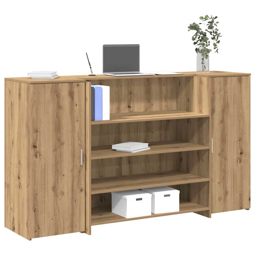 Bureau réception chêne artisanal 180x50x103,5cm bois ingénierie - XIOS