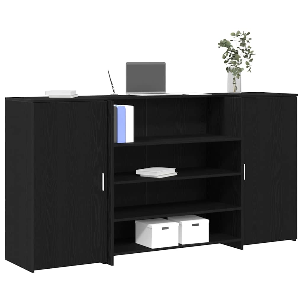 Bureau de réception Chêne noir 200x50x103,5 cm Bois d'ingénierie