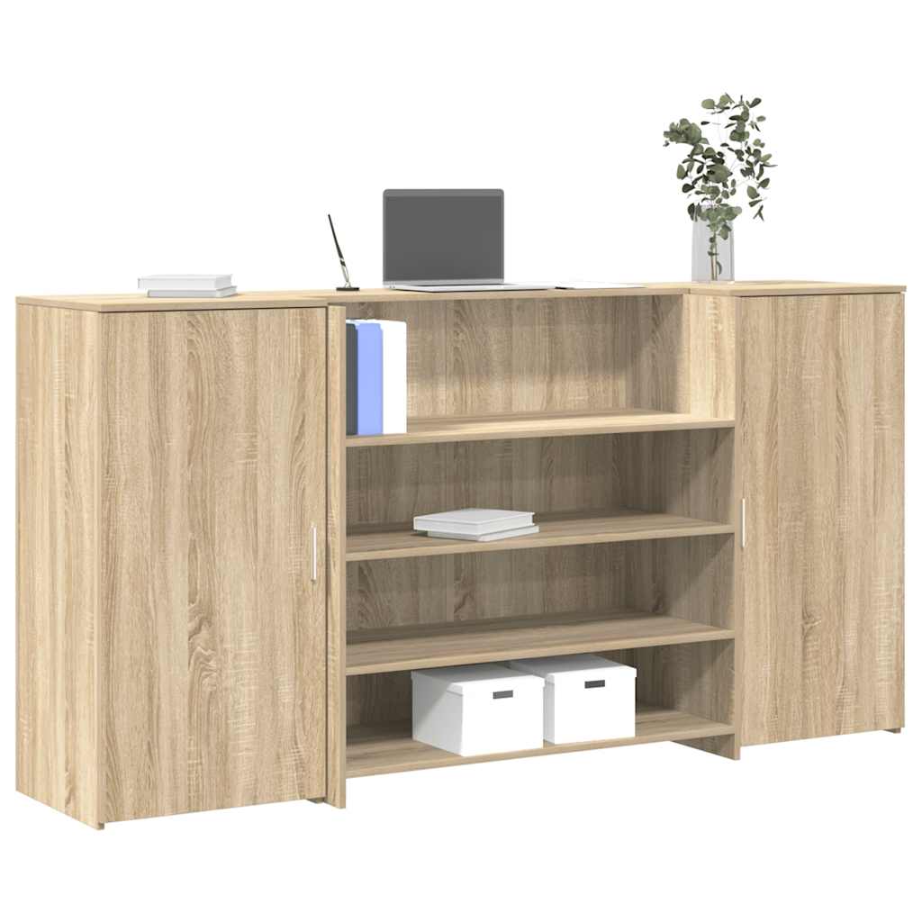 Bureau réception chêne sonoma 200x50x103,5 cm bois d'ingénierie