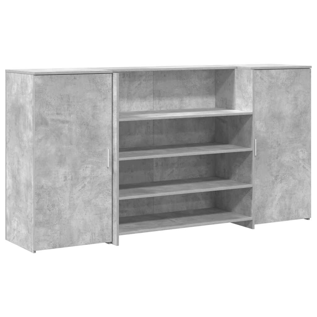 Bureau de réception gris béton 200x50x103,5cm bois d'ingénierie - XIOS