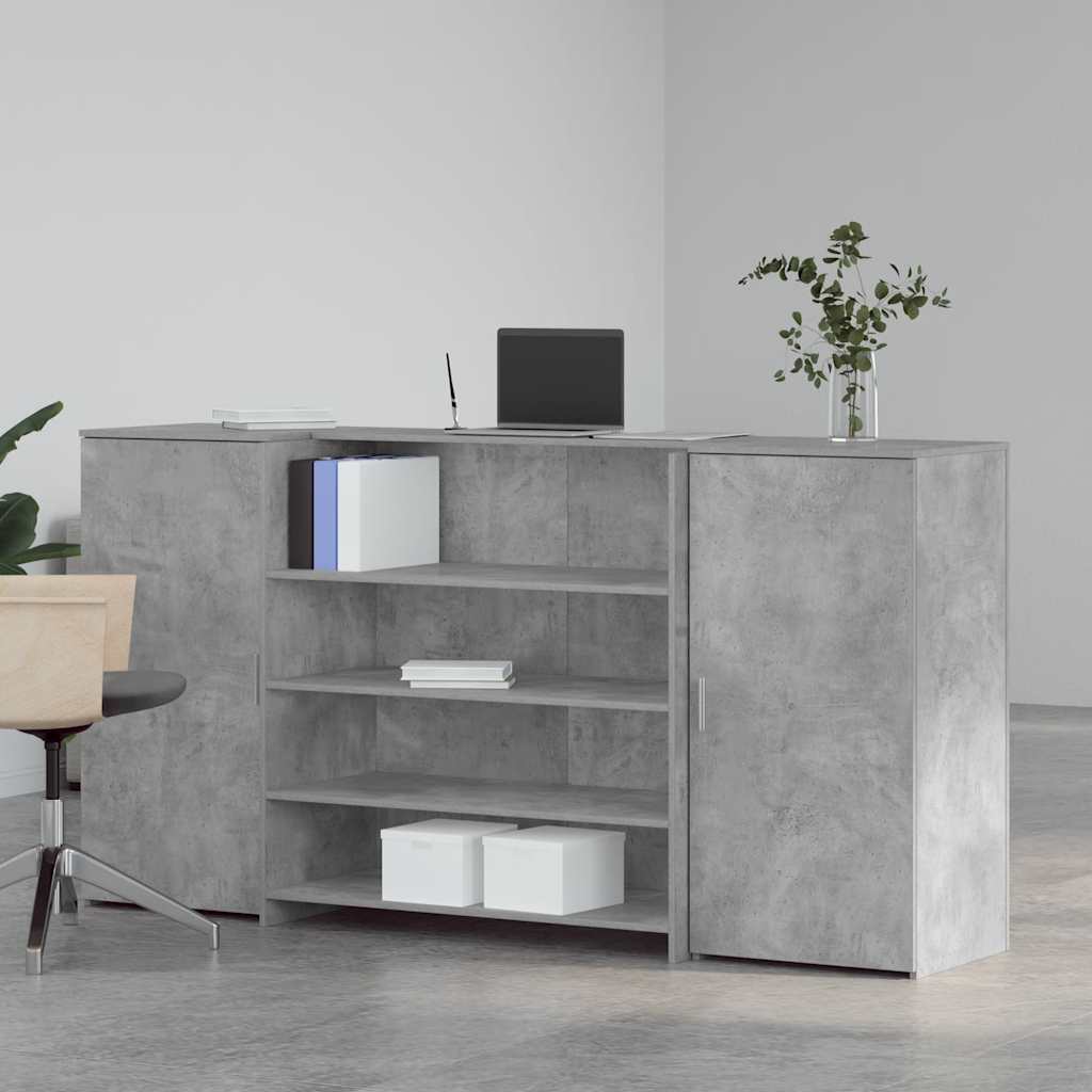 Bureau de réception gris béton 200x50x103,5cm bois d'ingénierie - XIOS