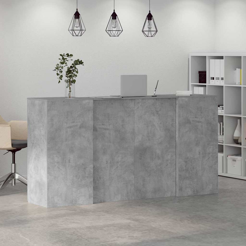Bureau de réception gris béton 200x50x103,5cm bois d'ingénierie
