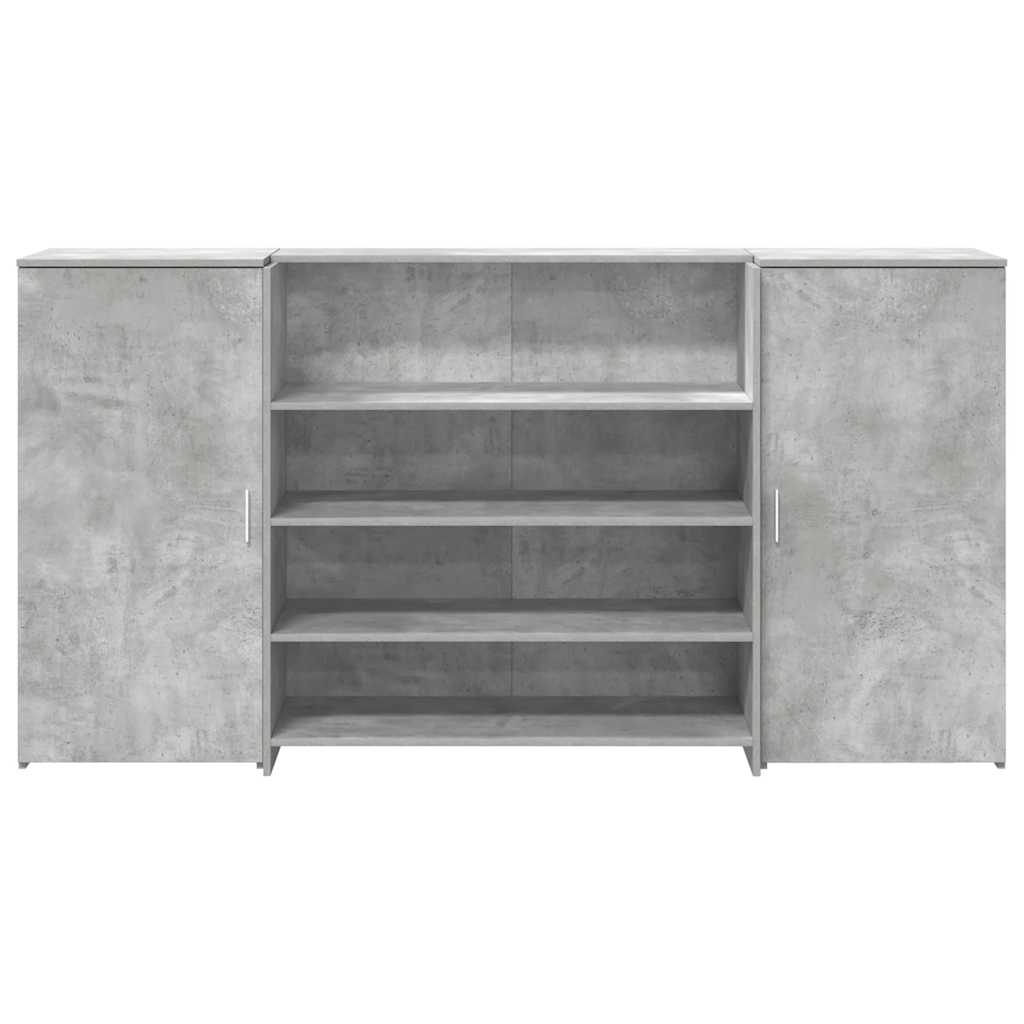 Bureau de réception gris béton 200x50x103,5cm bois d'ingénierie - XIOS