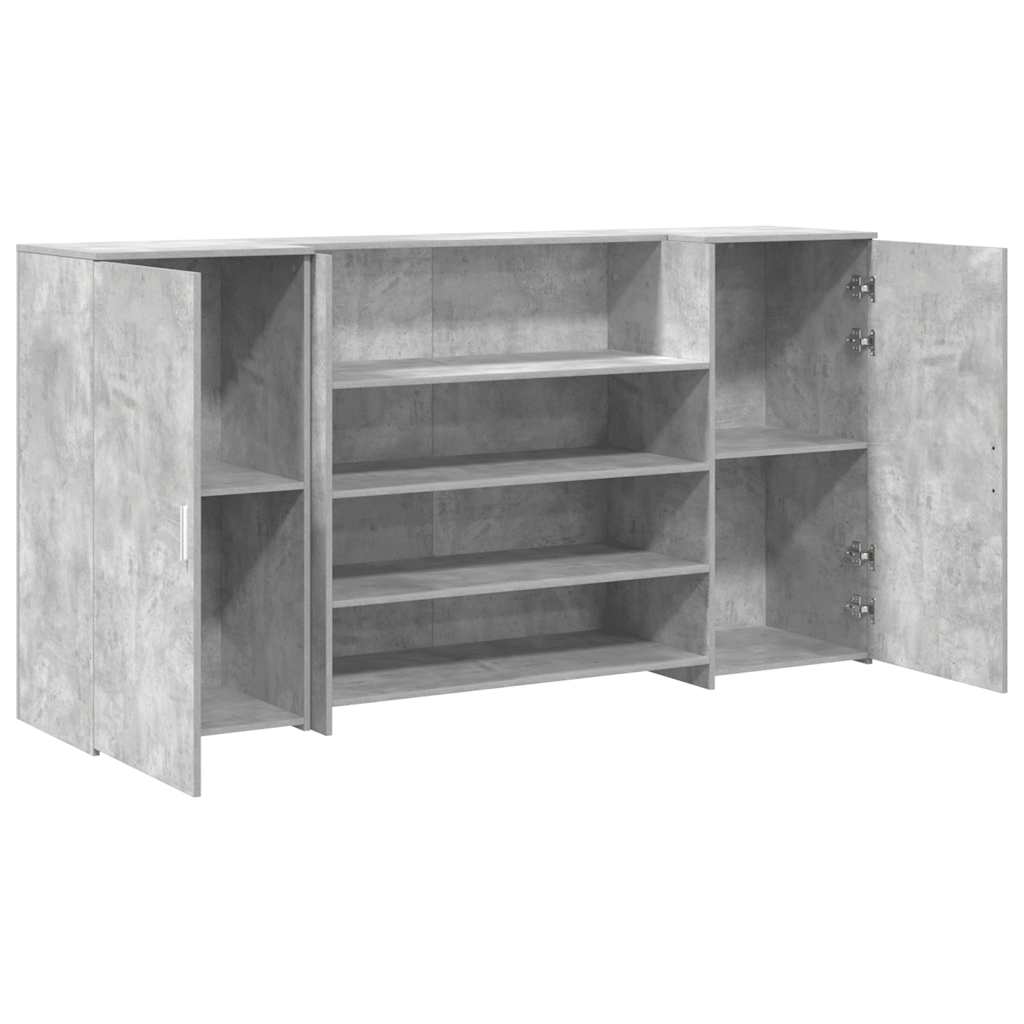 Bureau de réception gris béton 200x50x103,5cm bois d'ingénierie - XIOS