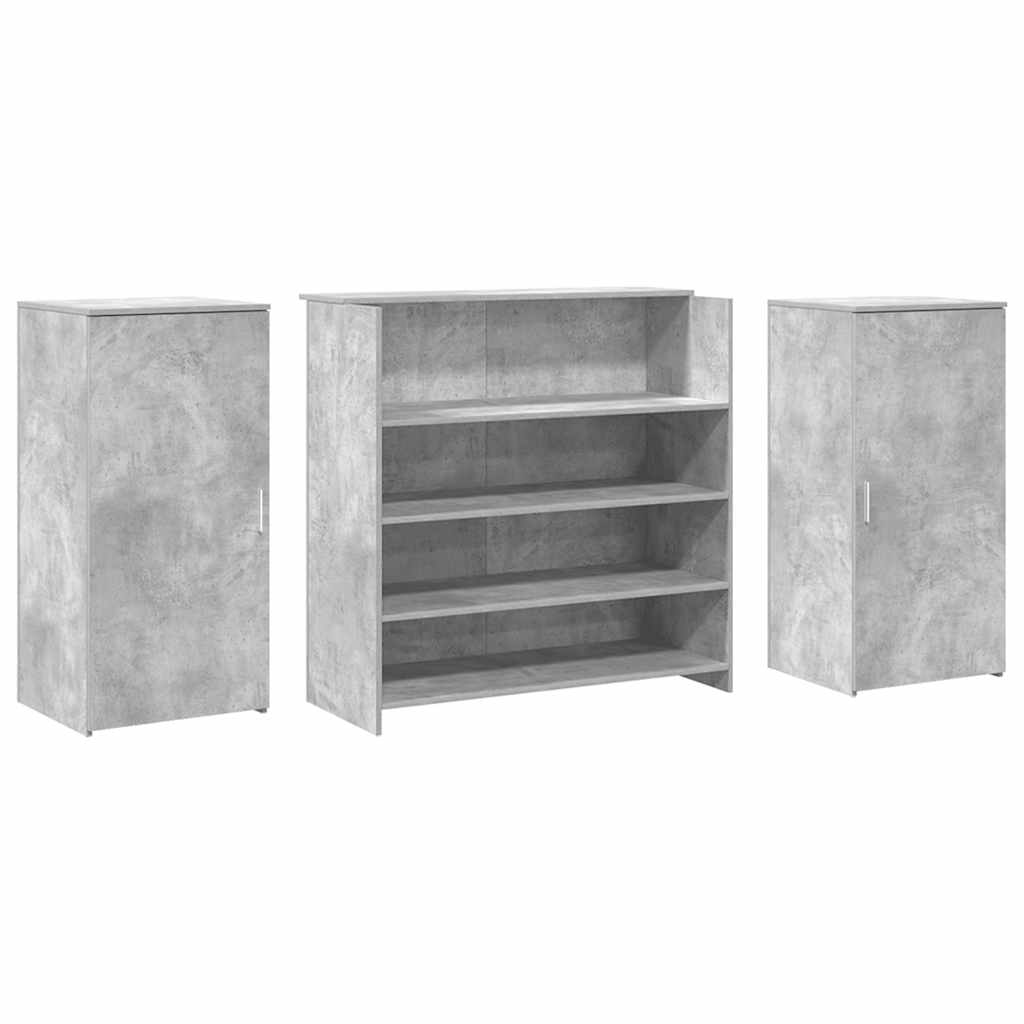 Bureau de réception gris béton 200x50x103,5cm bois d'ingénierie - XIOS