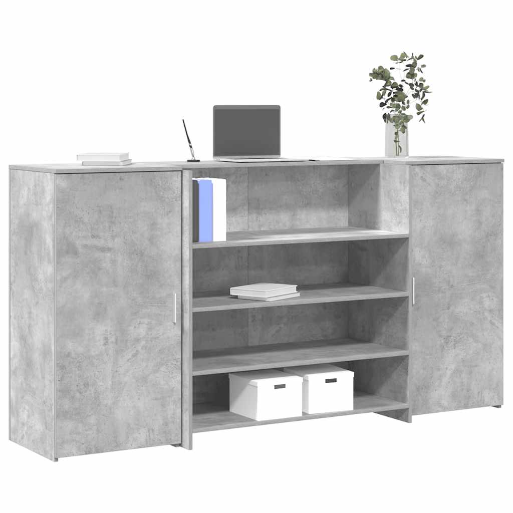 Bureau de réception gris béton 200x50x103,5cm bois d'ingénierie