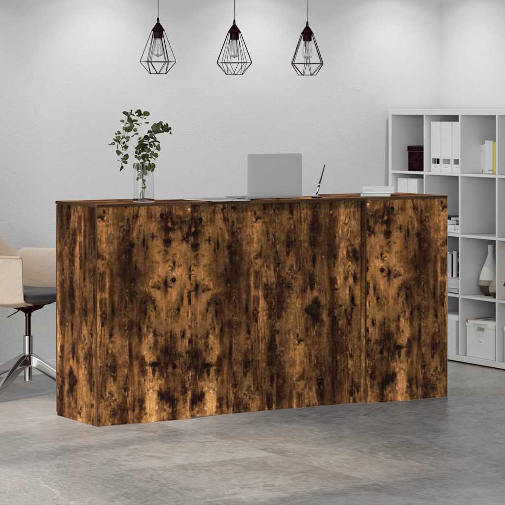 Bureau de réception chêne fumé 200x50x103,5cm bois d'ingénierie - XIOS