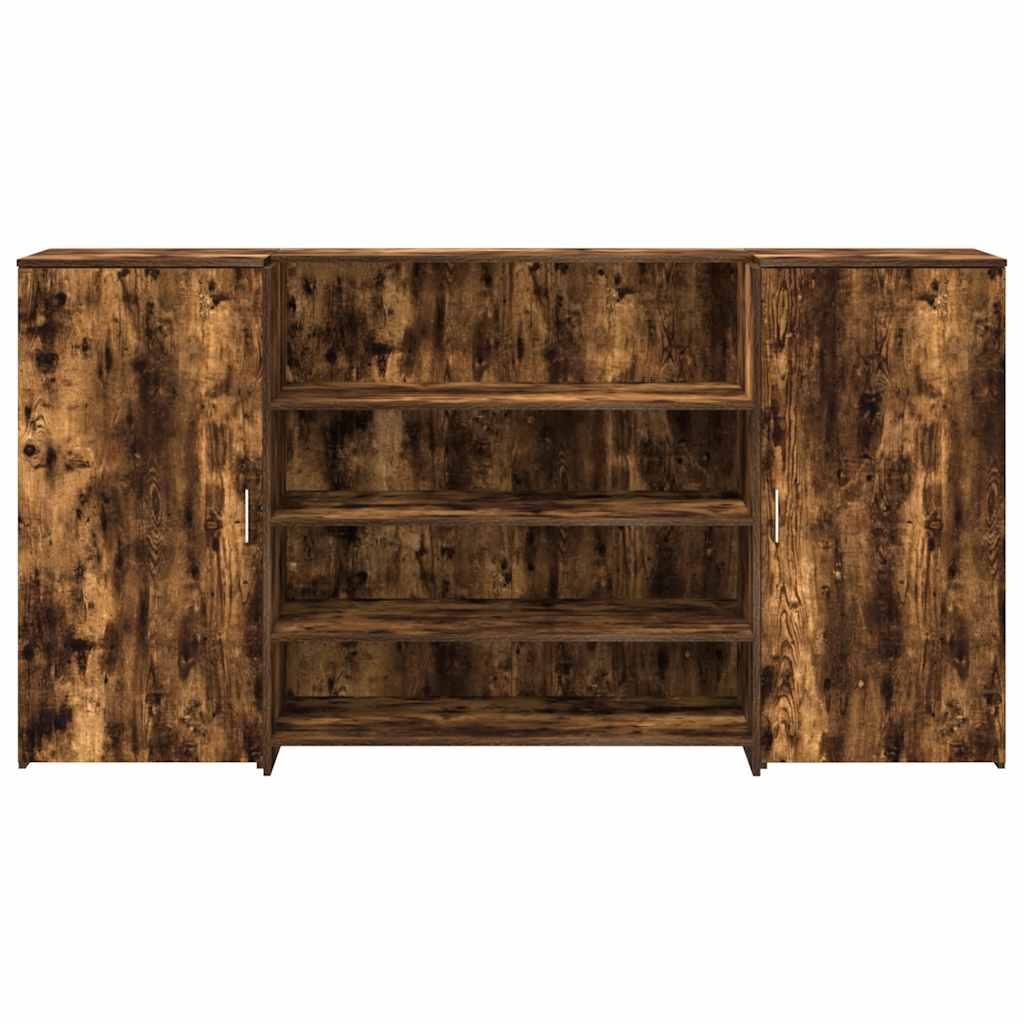 Bureau de réception chêne fumé 200x50x103,5cm bois d'ingénierie - XIOS