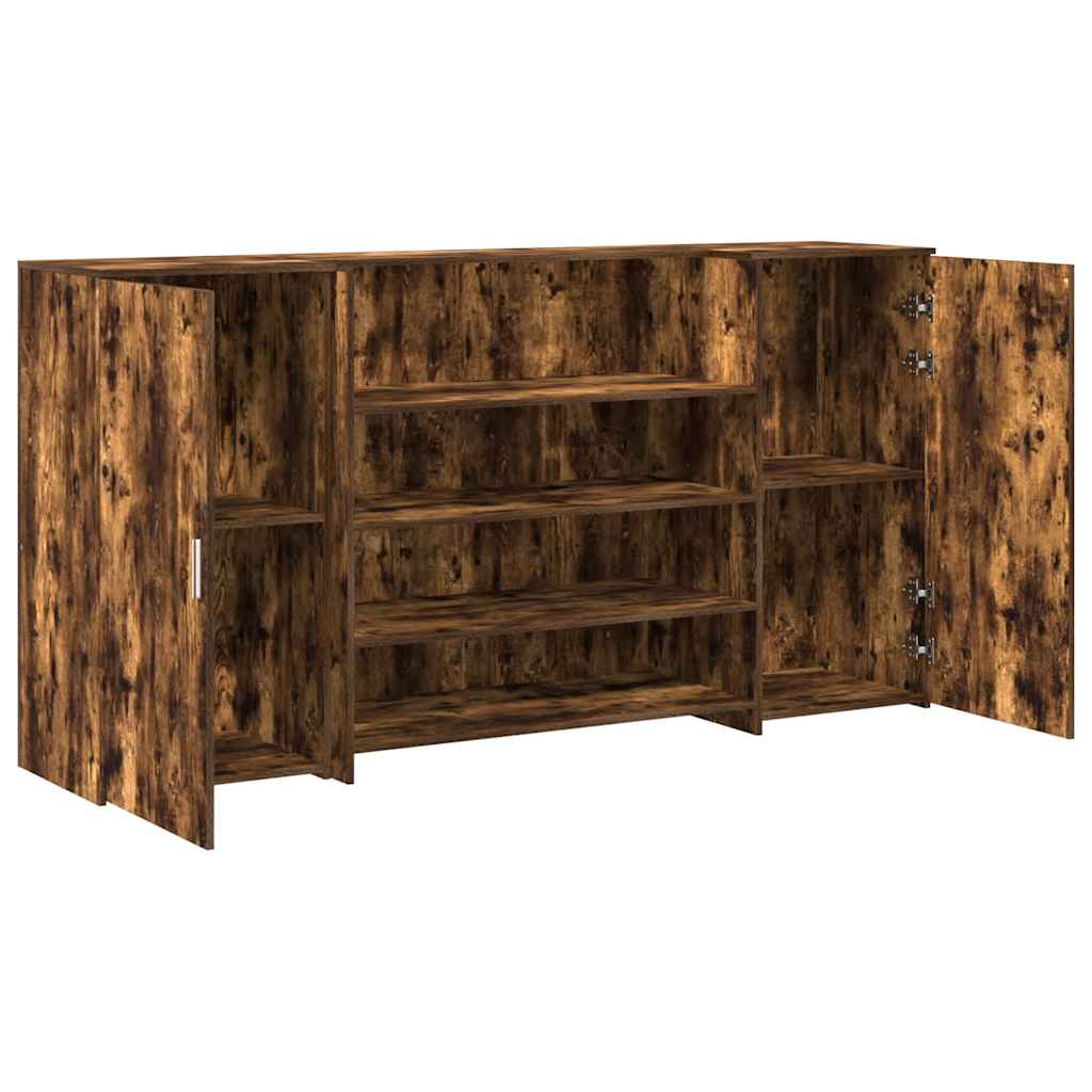 Bureau de réception chêne fumé 200x50x103,5cm bois d'ingénierie - XIOS