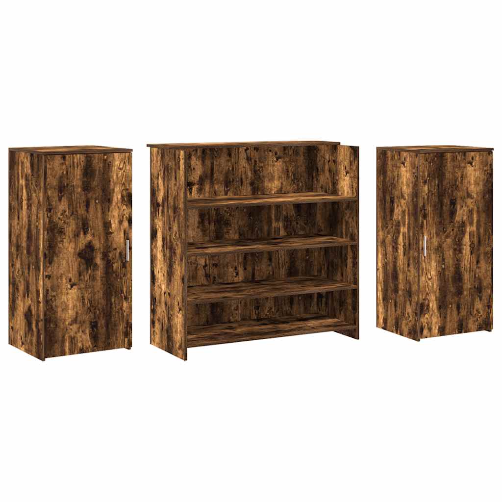 Bureau de réception chêne fumé 200x50x103,5cm bois d'ingénierie - XIOS